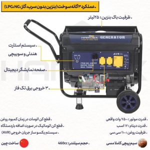 موتور برق 3 گانه 7500W برند هاردکس مدل HG-75T